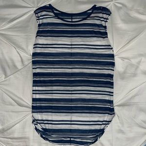 Athleta blue and white striped tank top